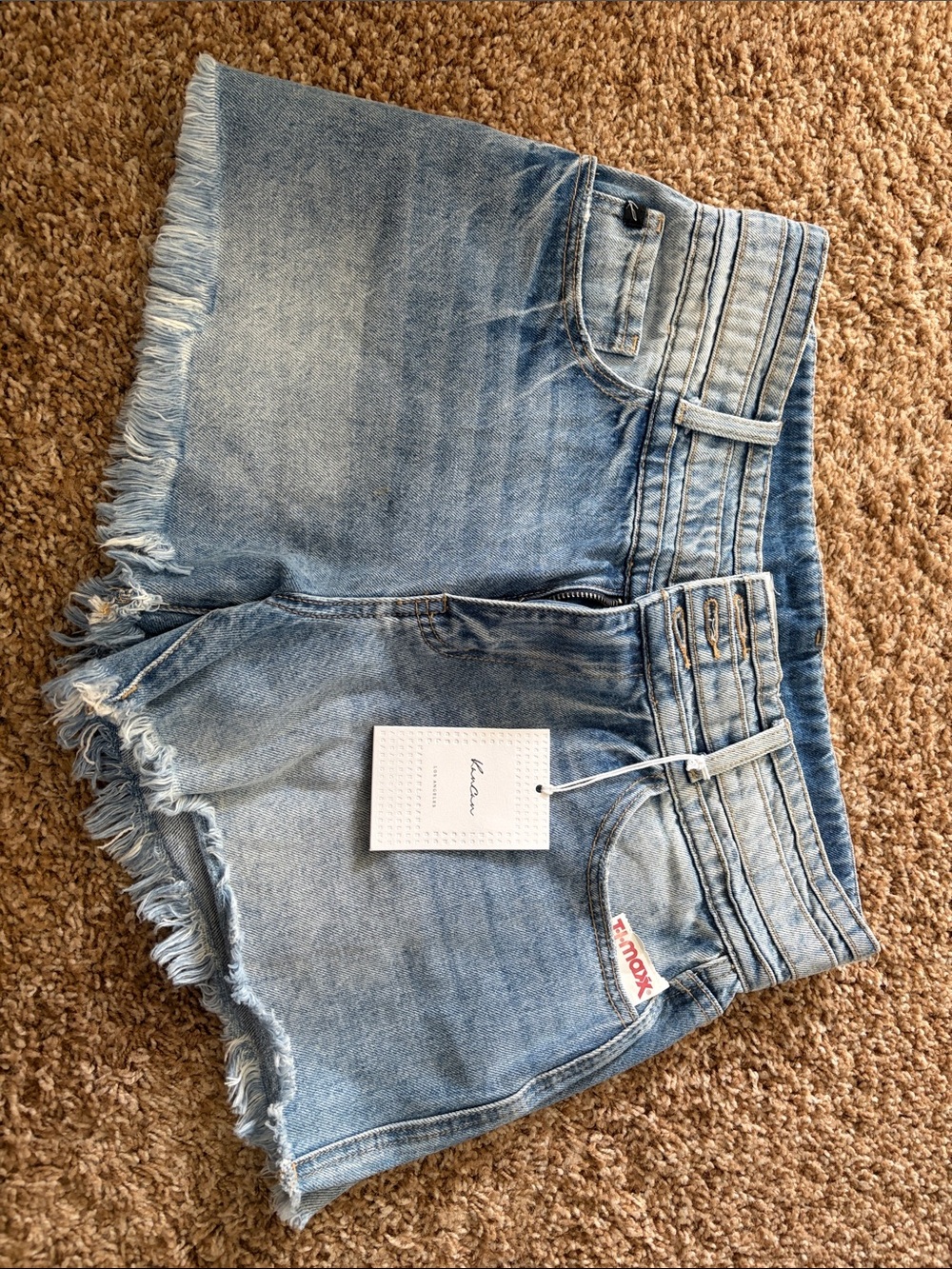 Levi's Light Blue Frayed Hem Denim Shorts